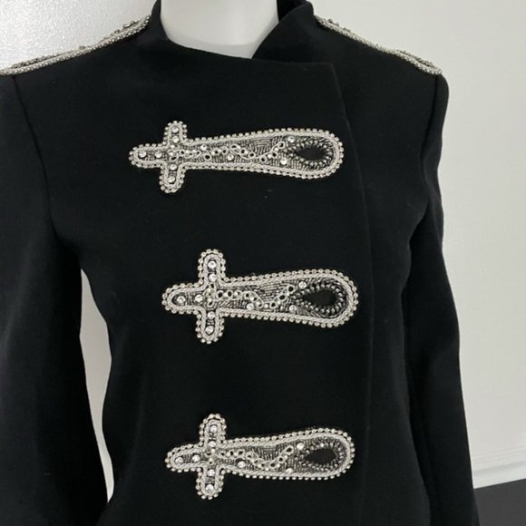 New Alice + Olivia wool military band embellished crop oversized blazer jacket - Picture 10 of 16